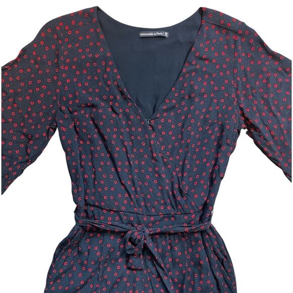 Abercrombie & Fitch Women’s Jumpsuit Short Sleeve Blue & Red Floral Print Small - Picture 5 of 12